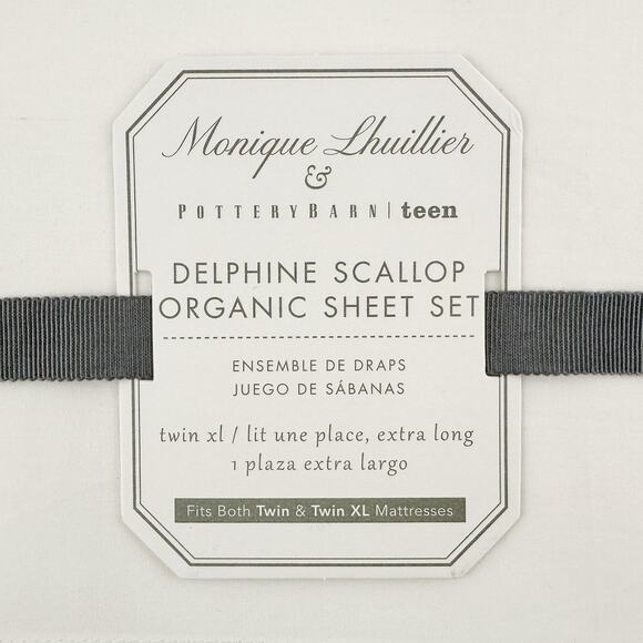Monique Lhuillier x Pottery Barn Teen Delphine Scallop Sheet Set TWIN XL Organic - Picture 2 of 8